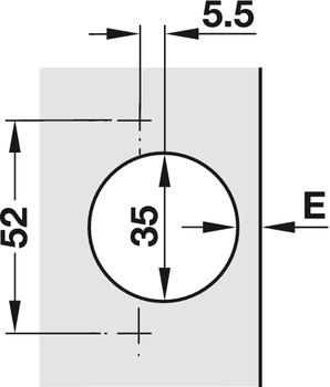 Петля Duomatic Standard 94 гр. для накладной  двери (до 35 мм), схема 52/5,5 мм