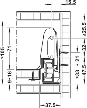 Hafele box S35, комплект ящика, антрацит 84x450мм,SOFT C 552.56.494