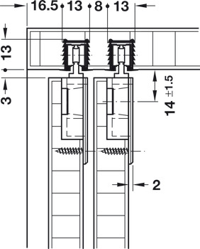 Hafele Slido F-Line11 12A ходовой ролик на вкладных дверь 404.73.321