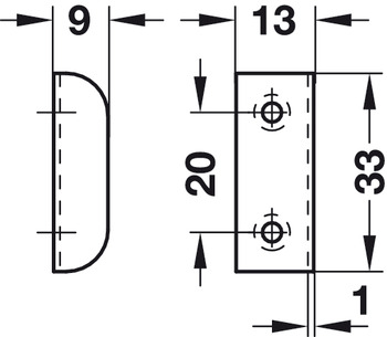Hafele Запорная планка, сталь, 33x9мм 239.40.703