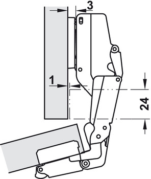 Петля Duomatic Standard 165 гр. для вкладной  двери, схема  52/5,5 мм