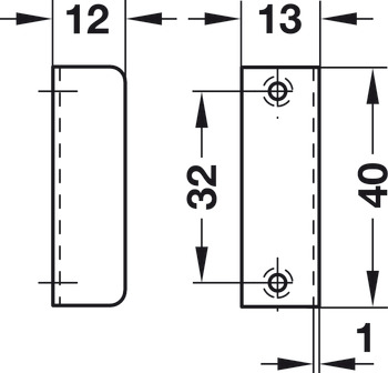 Hafele Запорная планка, сталь, 40x12мм 239.41.013