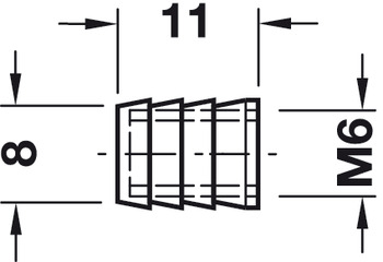 Hafele Распорная муфта латунь M6 B=8/12мм, упаковка - 100 штук,  039.00.061