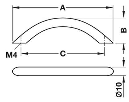 Handle st.chr.pol. 221x32mm