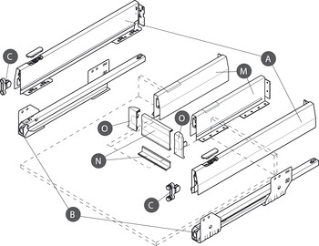 Hafele box P боковины 92/300мм, белая 513.00.721