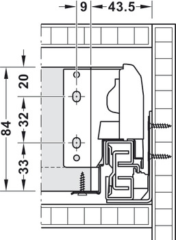 Hafele box S35, комплект ящика, антрацит 84x450мм,SOFT C 552.56.494
