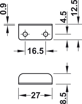 Рычажный замок D19x22.левый, никелир.