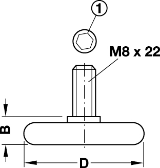 Регулируемая опора M8/22, диаметр 30 мм
