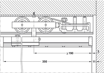 Механизм раздвижной двери из древесины HAWA Junior 160/B. Вес двери до 160 кг.