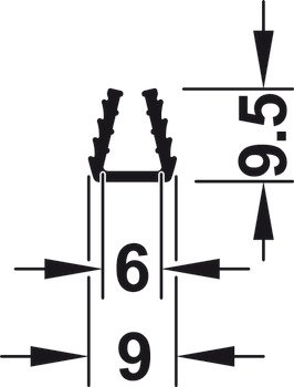 Slido Design 25 IF G, профиль для зажима стекла, резина, серый, 2.5 м