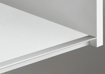 Мебельный профиль нижний, материал алюминий, цвет нержавеющая сталь, 2500 мм