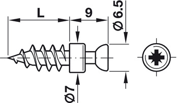 Hafele Болт оцинкованный PZ D=7мм/B=5мм, упаковка - 100 штук,  263.20.981