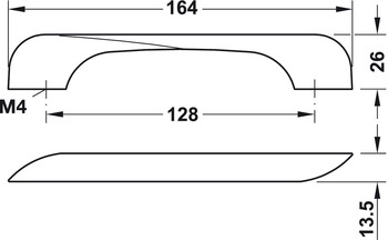 Hafele мебельная ручка цинковая никелированная матовая 164x26мм 102.83.650