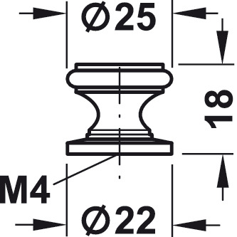Мебельная ручка кнопка, латунь полированная, 25 x 18 мм