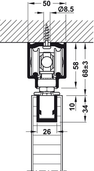 Механизм для 2х складных створок HAWA Variofold 80/H, с нижней направляющей.