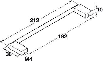 Мебельная ручка нержавеющая сталь матовая 212 x 38 мм