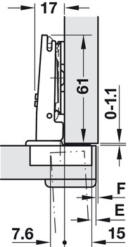 Петля Duomatic Standard 94 гр. для накладной  двери (до 35 мм), схема 52/5,5 мм