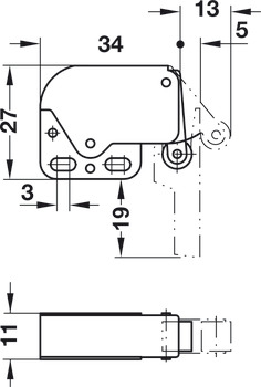 Пружинная защелка MINI-LATCH черный без ответной планки