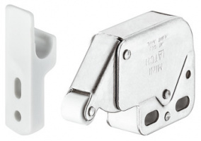 Hafele Пружинная защелка MINI-LATCH + ответная планка, белая 245.54.701