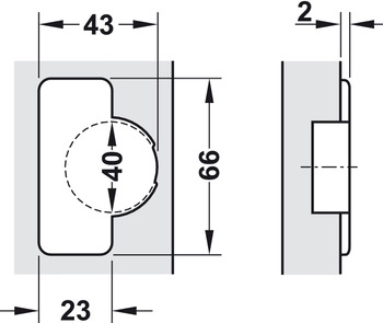Петля Duomatic Standard 94 гр. для накладной  двери (до 35 мм), схема 52/5,5 мм