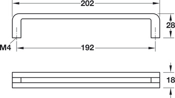 Hafele мебельная ручка, цинковое литьё, белая матовая 202x28мм 110.34.707