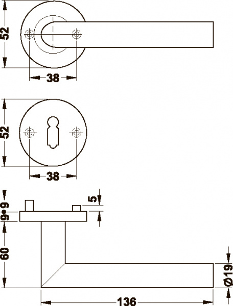 Hafele WC-Гарнитур, 8мм, нержавеющая сталь Матовая 902.93.076