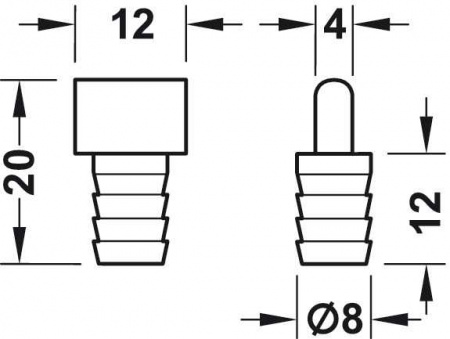 Slido Classic 20 IF J направляющий штифт, пластик, 12 мм