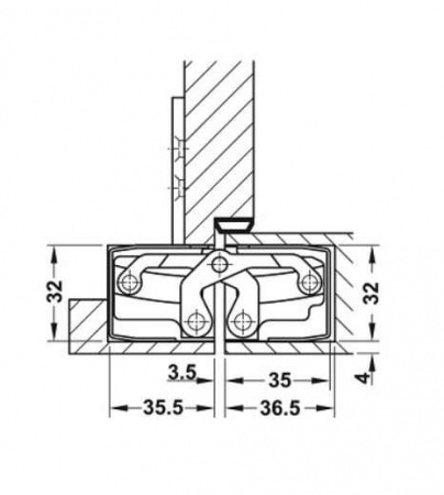 Петля врезная  Tectus TE 540 3D, покрытие латунь полированная 