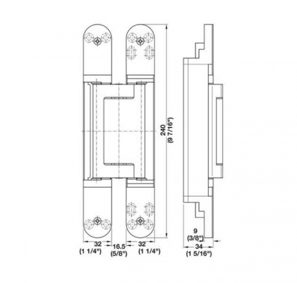 Петля врезная Simonswerk Tectus TE 640 3D, покрытие F1 хром матовый