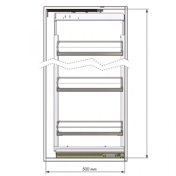 Комплект выдвижной колонны Hafele Brilliant, в базу 450 мм, высота 1900-2300 мм, 6 корзин, покрытие Anti-Slip, рама серая