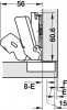 Петля Duomatic Standard 165 гр. для накладной  двери, схема  52/5,5 мм