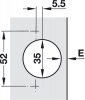 Петля Duomatic Standard 165 гр. для накладной  двери, схема  52/5,5 мм