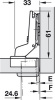 Петля Duomatic Standard 94 гр. для вкладной  двери (до 35 мм), схема 52/5,5 мм