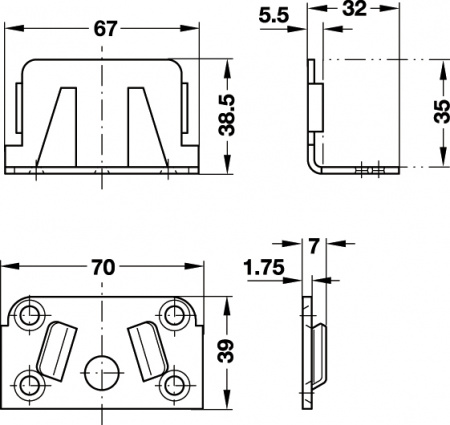 Кроватная фурнитура Middle bed connector - plate (7449)