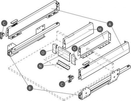 Hafele box P боковины 92/450мм, белая 513.00.724