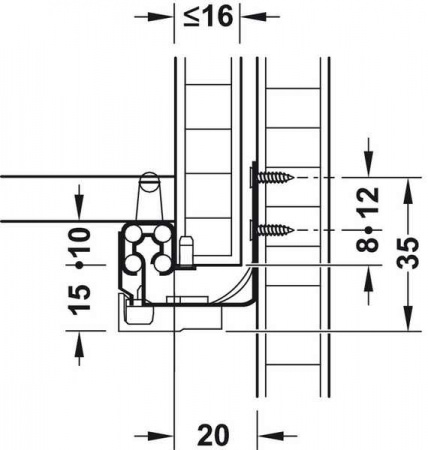 Hafele runners UM S25, soft-close штифт, 450мм 433.08.245