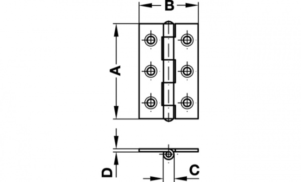 Hafele Петля карточная, узкая, сталь оцинкованная, в упаковке - 10 шт,  354.01.924